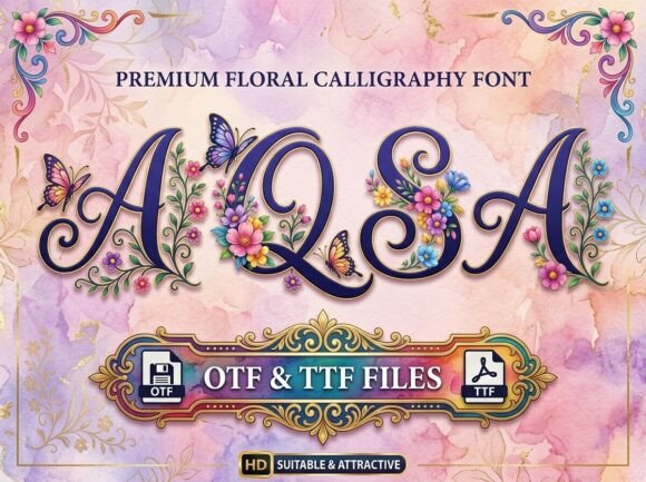 Aqsa: A Floral Calligraphy Font for Editorial Warmth