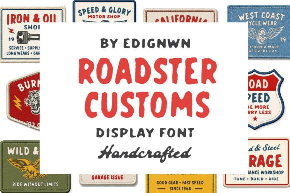 Roadster Customs Display Font: Garage Lettering for Bold Brands