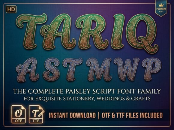 Tariq: A Decorative Paisley Font for Campaign Creators